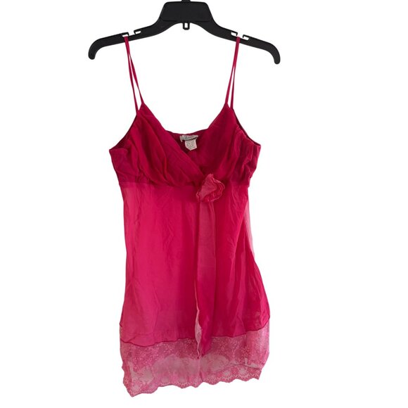 Vintage Guess Babydoll Womens Medium Polyester Pink Lace Trim Sleeveless Knee-Le - Picture 1 of 5